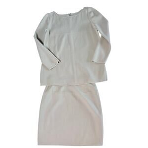 J. Mendel Paris Two-Piece Skirt Suit Neutral Beige Minimalist Couture Ensemble